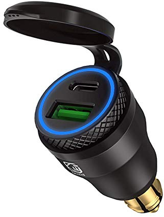 Adaptador de mechero USB para moto BMW DIN/Hella, conector EU USB C PD 3.0 & QC 3.0