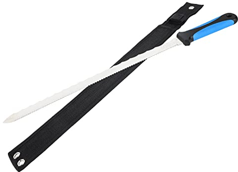 Minova Insulation Knife with Sheath Stainless Steel Blade 16.5” Double Sided Insulation Cutter for Cutting Mineral Wool Insulation (Large)