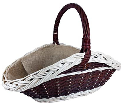 Wicker firewood basket log holder fireplace natural wicker storage basket with jute ((L) 70 x (B) 44 x (H) 26/43 cm)