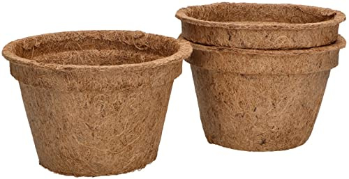 KOTARBAU® Lot de 3 Pots de Fleurs en Noix de Coco 15,5 x 10 cm