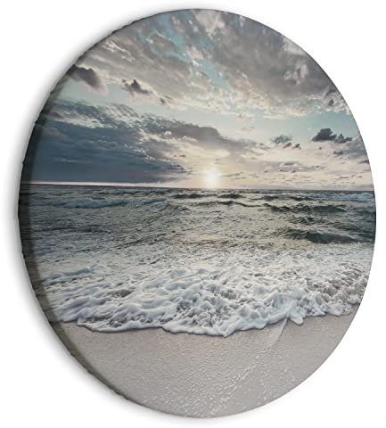 murando - runde Bilder Meer und Strand 80x80 cm Leinwandbild 1 tlg Kunstdruck modern Wandbilder XXL Wanddekoration Design Wand Bild Landschaft Natur See Himmel c-C-10019-bc-a