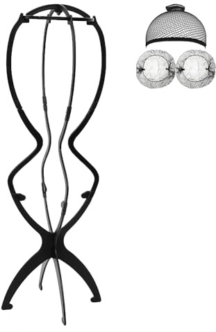 WXYYKX Perückenständer für lange Haare 50 cm Perückenhalter, schwarz | Perückenkopf zum Trocknen – 2 Höhen (35 & 50 cm) – Kunststoff, belüftet – statt Styroporkopf – zerlegbar & ideal für Reisen