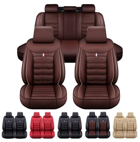 IcUrL Braun Leder Sitzbezüge für Mini Cooper SD F56, Hatch One F56, Cooper S Roadster R59 - Auto, Golfwagen Sitzkissen Sitzbezüge Auflagen Seat Cover Sets Zubehör, Coffeestyle