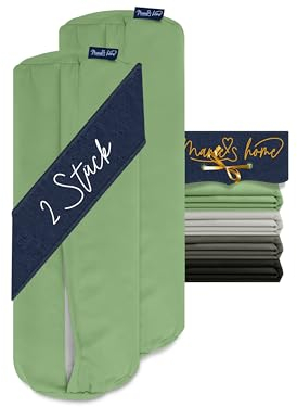 Marie´s Home 2 Stück Kissenbezug 40 x 15 cm Bezug für Nackenrolle 1613.2353, Salbei