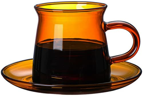 Tazze Bicchieri Colorati, Tazza da caffè con piattino, Tazze da caffè, Tazza da caffè espresso con manico, Tazze da tè, Tazza da caffè in vetro, Tazze da caffè riutilizzabili, 220 Ml/8 Oz, Regali (Col