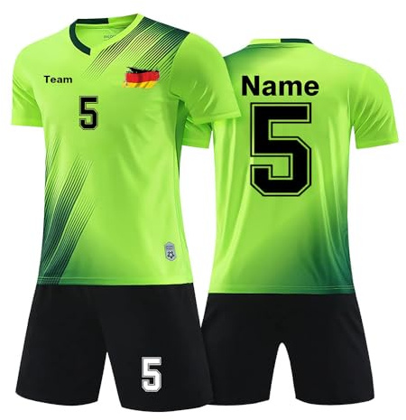 Individuelles Trikot Kinder Erwachsener Fußball Trikot Set mit Namen Nummer Team und Logo Football Jersey Fußballtrikots T-Shirt und Shorts Fussball Set für Junge Herren Anzug