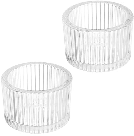 PATIKIL Lot de 2 Porte-Bougies Chauffe-Plat, Porte-Bougies en Verre pour Bougies Chauffe-Plat, Décoration de Table pour Mariage, Dîner, Fête, Blanc
