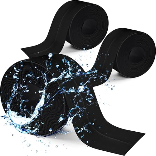 3 Rollen Dichtungsband Selbstklebend, Wasserdichtes Klebeband PVC Leisten Selbstklebend für Küche Spüle, Wandecke,Toilette, Badewanne, Feuchtigkeit und Verhindert Schimmel, 38mm x 3,2m (Schwarz)