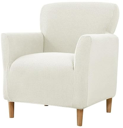 WJHDWYD Stretch-Sesselbezug 1-Sitzer, Jacquard-Clubsesselbezug, waschbar, Chesterfield-Sesselbezug, Sesselschutz for Wohnzimmer, Wanne, Stuhl, Sofa(Blanc)