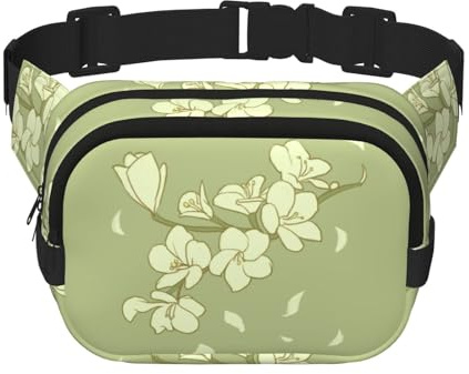 Cartoon Begonia Square Double-Layer Waist Bag with Adjustable Strap for Outdoor Activities, Black, One Size