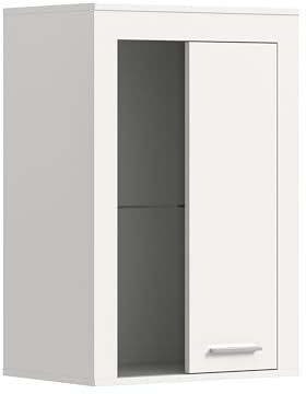 xonox.home Wohnzimmer Jam Vitrine Glasvitrine Dekoschrank Glas-Kommode Stauraumschrank Hängevitrine Standvitrine in weiß Melamin, ca.60x86x35 cm