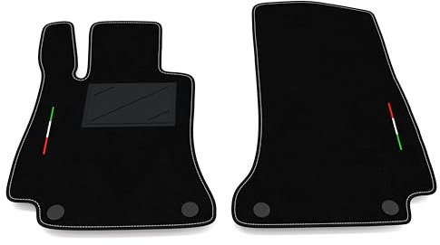 Auto-Fußmatten Kit nur vorne 2 Stück kompatibel mit Mercedes C-Klasse W205 Limousine 2014-2021 | Set 2 Teppiche vorne nach Maß in Teppich, Italien-Flagge