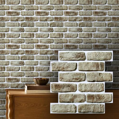 COMSTICKC 3D Wandpaneele Selbstklebend Ziegeloptik, 10 Stück | 3D Wandverkleidung Selbstklebend Ziegel Tapete 3D Hochwertige PVC Wandpaneele Innenwanddekoration, 30x30 cm, Wasserdicht