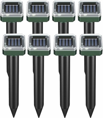 Mole Repellent Solar Powered, 8 Pack Waterproof Ultrasonic Gopher Vole Repellent Outdoor, Rat, Squirrel, Skunk, Repellent for Lawn Garden Yard