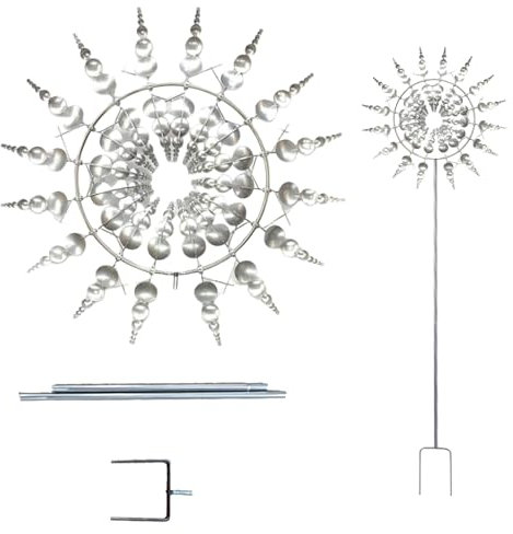 Lot de 2 moulins à vent magiques 3D en acier inoxydable - Moulin à vent en métal - Moulin à vent unique et magique - Pour l'extérieur, décoration de jardin pour terrasse