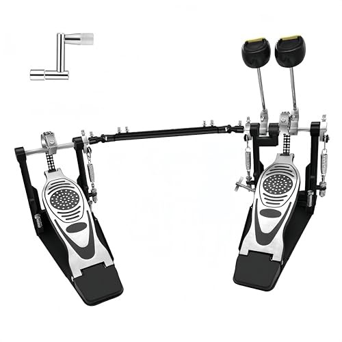 Double Bass Drum Pedale, Double Chain Drive Double Kick Drum Pedal, Foot Percussion Hardware with Adjustable Beater & Drum Key for Drum Set Electronic Drums Step on Hammer Drum Zubehör