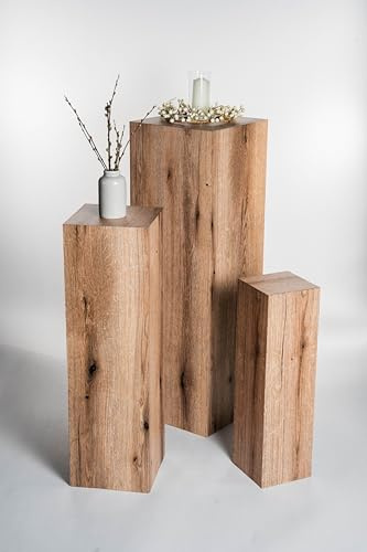 STEMA Seyfried Dekosäule innen/außen, Säule/Podest/Sockel in 3 Größen (Eiche, Außensäule 80x25x25 cm)