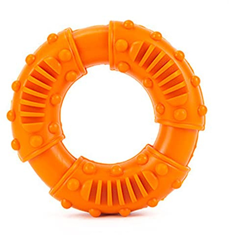 Pssopp Hundespielzeug, Interaktiver Kauring aus Gummi, Zahnungshilfen für die Zahnpflege, Ideal für Mittelgroße und Große Hunde (ORANGE)