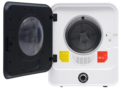 ECLIVON Secadora de Evacuación 4,5 kg con 5 Programas, Carga Frontal Secadora de Ropa 830 W, Montable en la Pared Secadora de Ropa con Tambor Inox, para Piso, Casa, Mobil Home, 60x50x44 cm (Blanco)