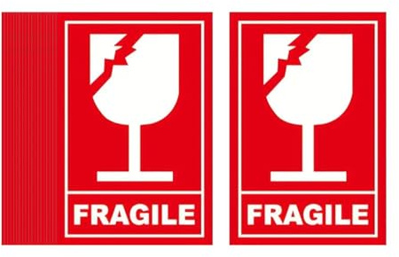 Milageto 20 Stück „Zerbrechlich“-Aufkleber, Warnetiketten, gut sichtbar, für, auffällig, schonend zu transportieren beim Versand und Umzug