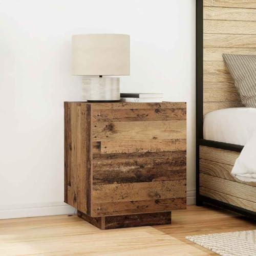 QZZCED Mueble de Noche con Luces LED, Armario de Madera Moderno para Dormitorio, Estructura Robusta y Revestimiento Resistente, Iluminación Ambiental Eficiente, Diseño Funcional