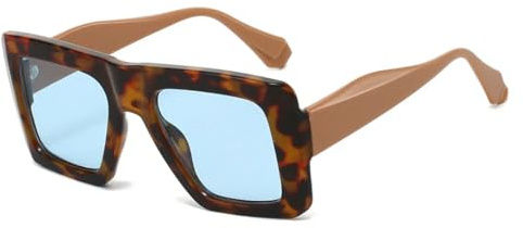 TOIPASTN Retro Leopard Gradient Solglasögon Dambågar Herrbågar UV400 (hawksbillblå)