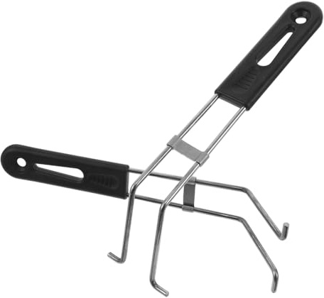 Mango para Freír Desmontable de Acero Inoxidable y Plástico Negro, 2 Piezas | Agarre Resistente al Calor, Sujeción Segura, Uso Doméstico y Cocina, Compatible Cesta Freidora
