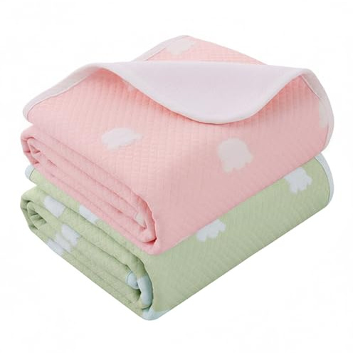 2 Pezzi Fasciatoio per Pannolini per Bambini, 70 * 90 cm Tappetino per il Cambio del Pannolino Riutilizzabile, Lavabili Fasciatoio impermeabile Unisex per Neonati, Assorbente (Verde + Rosa)