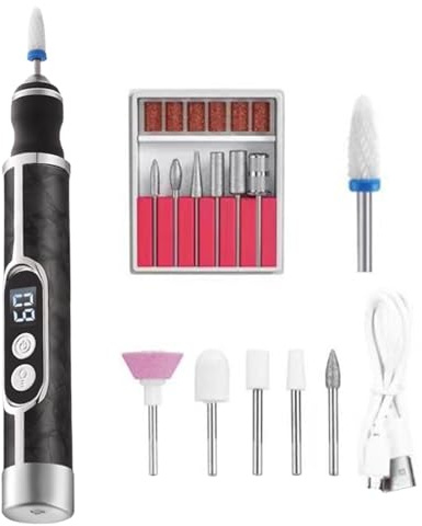 Kit de Eléctrica para Uñas Pantalla digital de alta velocidad recargable | Set Portátil de Electrónico para Uñas Cuidado de Uñas Profesional en Casa, Salón y Viaje