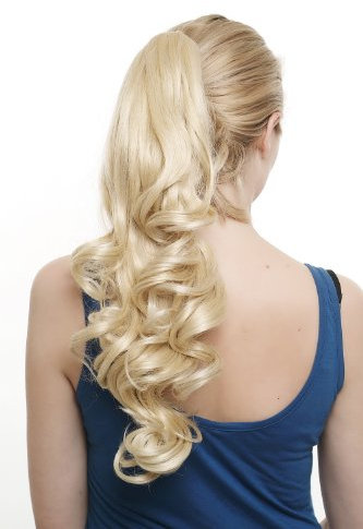 WIG ME UP - Extension capillaire queue de cheval avec pince-papillon: belles boucles très longues en légères spirales blond clair 50 cm SA06-1003T