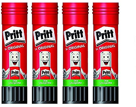 Pritt Klebestift, transparent, auswaschbar, ablösbar, ohne Lösungsmittel, (4 Stück, 22g)