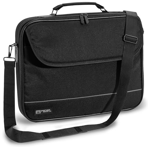 PEDEA Laptoptasche Fair Notebook-Tasche bis 14,1 Zoll (35,8 cm) Umhängetasche mit Schultergurt, Schwarz