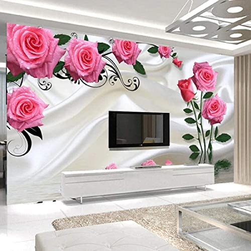 3D Fototapete Wandtattoos Romantische Rose Blume Moderne Wohnzimmer TV Hintergrund Wandbild Diy Selbstklebende Wandbild Tapete Wanddekoration fototapete 3d Vlies wandbild Schlafzimmer-350cm×256cm