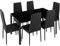 tectake® Küchentisch mit Stühlen, Esstisch und 6er Set Esszimmerstühle, Küchenstühle modern, Sitzgruppe Küche, Küchenmöbel, Hochglanz Glastisch, Esszimmer, Essstühle für Küchentresen - schwarz/schwarz