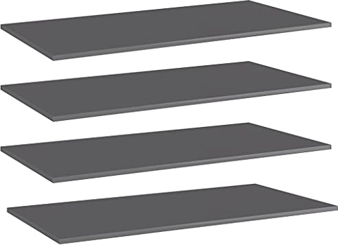 GOLINPEILO 4 pcs Bookshelf Boards Chipboard Replacement Panels Storage Units Organizer Display Shelves, High Gloss Gray 39.4x19.7x0.6