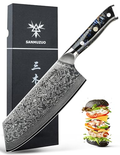 SANMUZUO Nakiri Messer 19 cm Profi Küchenmesser Damastmesser, Xuan Serie, VG10 Damaskus Stahl Küchenmesser mit Harz Griff(Sternenschwarz)