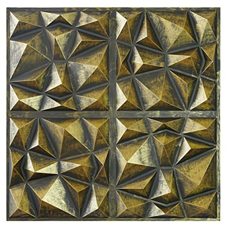 Faux carreaux de plafond en plastique,Panneaux Muraux pour Décoration Murale Intérieure Vieux Métal,Décoration murale pour Bar Café Club,PLM101 Or ancien 10 pièces