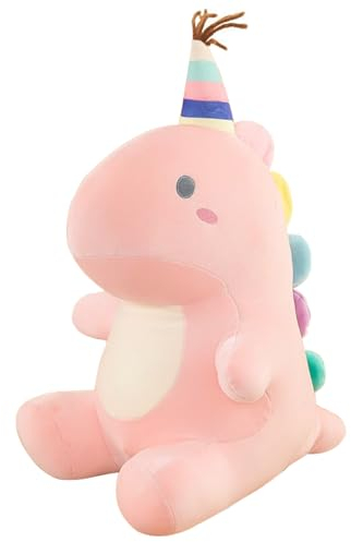 DLMSYBF Peluche dinosaure - Coussin en peluche - Pour enfants, garçons et filles - Cadeau de Noël et d'anniversaire - Rose - 25 cm