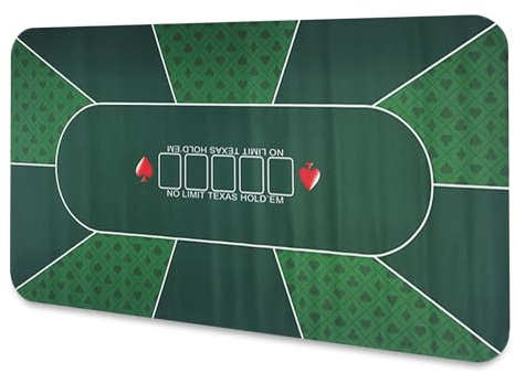 LaiEr Pokermatte10 Spieler Texas Hold'em Gummimatte Pokeroberseite Matte für Tabelle Faltbare bewegliche Pokertischanordnung für Pokerspiele Blackjack Kasino,(200*100*0.2cm,Grün)