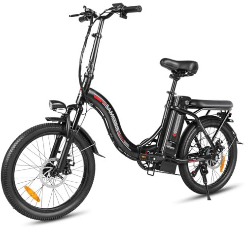 SAMEBIKE Foldable Electric Bike for Adults, 20 Fat Tire Ebike with Max Speed 15.5MPH 250W Motor, Max Range 62 Miles, 36V 432Wh UL2849 Certified Removable Battery, Electric Bicycle for Men/Women, BK
