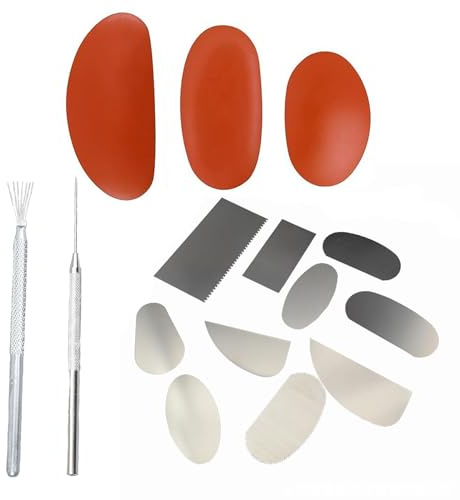 Eruceky 15 Piezas Herramientas de Cerámica y Alfarería, Rascador de Masa para Repostería, Set de Esculpir, Costillas de Arcilla de Cerámica, Ideales para Manualidades, Escultura, Principiantes