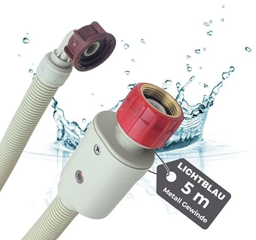 LICHTBLAU Manguera de entrada de seguridad Aquastop I 5,0 m I con rosca metálica de 3/4 pulgadas para lavadora y lavavajillas, manguera de entrada universal con certificación VDE Aquastop