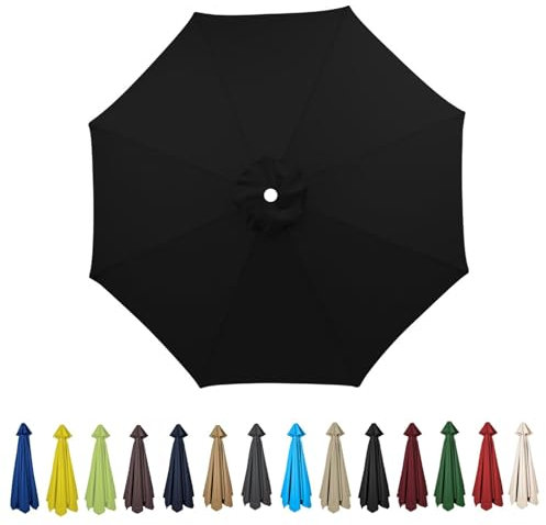 Schwarze Polyester-Gartenschirm-Abdeckung für 2,7 m Ampelschirme, UV- und witterungsbeständig, mit 6 oder 8 Armen