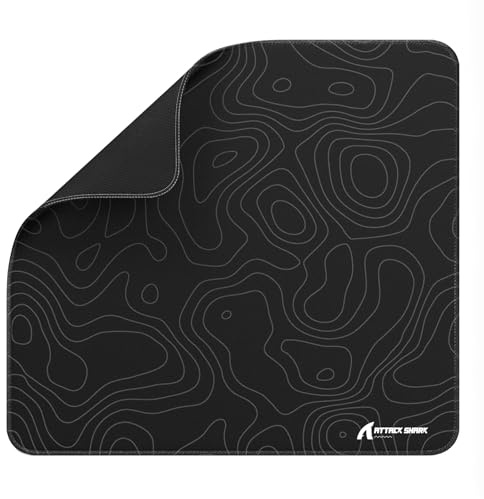 ATTACK SHARK CM02 eSports Gaming Musmatta, Vattenavvisande Beläggning Stor Musmatta, Fin Sandliknande Textur för Exakt Kontroll, Halkfri Bottenbas, Mikrostickade kanter, 450x400x4MM - Svart Contur