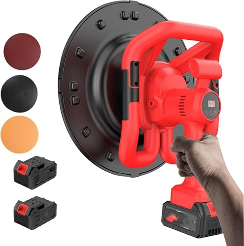 Cement Wall Smoothing Machine - Handheld Cordless Drywall Sander with 9 Adjustable Speeds for Plaster, Mortar, Cement, and Putty Trowel