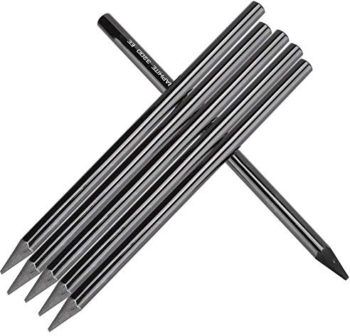 YUMILI Set di 6 matite professionali in grafite nera senza legno, set di matite per pittura su legno, cancelleria per arte, 2B/4B/6B/8B/EE