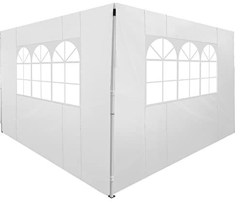 Outsunny 2 Paredes Parte Laterales para Carpa 2,95x2 m Lado Parasol de Gazebo Tela Oxford con Ventana Medidas Apto para 3x3 3x6 Blanco