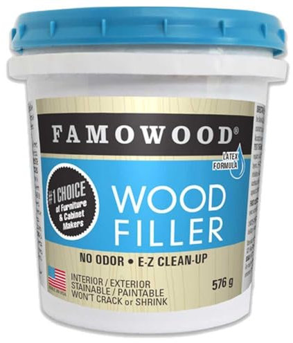 Famowood Holzspachtel, goldene Eiche, farbig, lackierbarer, schnell trocknender Spachtel für Holz und Wände, 576 g, fertig gemischte Dose