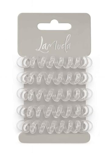 LaModa No Kinks Ponytailer Hair Bands in Clear. Pack of 5