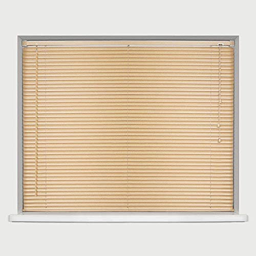 My Home Store PVC window Venetian Blind Blinds Easy Fit Trimmable Fittings Window Treatment Shutter Twist Open Close (Natural-Wood Grain Effect, 120cm wide (47.2) x 150cm Drop)